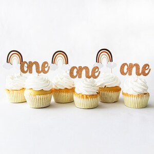 Boho Rainbow Cupcake Toppers/Boho Cupcake Toppers/Boho Rainbow ONE Cupcake Toppers/Boho 1st Birthday Party/Boho 1st Birthday Cupcake Toppers
