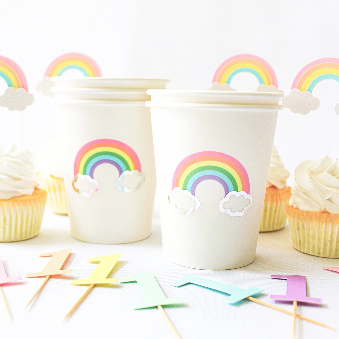 Pastel Rainbow Cups/pastel Rainbow Birthday/pastel Rainbow Party/unicorn Birthday Party/pastel ...