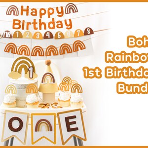 Boho Rainbow Party Bundle/Boho Rainbow Party Package/Boho Rainbow 1st Birthday Party Bundle/Boho Rainbow 1st Birthday Party Package/Boho