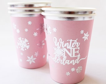 Winter ONEderland Cups/Winter ONEderland Hot Chocolate Bar/Snowflakes Cups/ Winter Onederland decorations girl/Winter Onederland Party