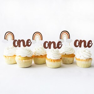 Boho Rainbow Cupcake Toppers/Boho Cupcake Toppers/Boho Rainbow ONE Cupcake Toppers/Boho 1st Birthday Party/Boho 1st Birthday Cupcake Toppers