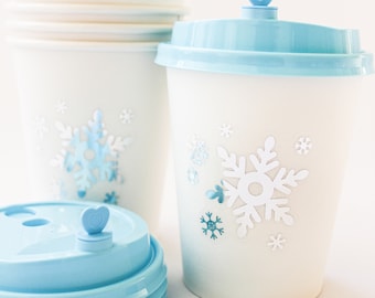 Winter ONEderland Cups/Winter ONEderland Hot Chocolate Bar/Snowflakes Cups/Winter Birthday Decorations Boy/Winter Birthday Party Cups