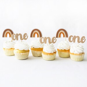 Boho Rainbow Cupcake Toppers/Boho Cupcake Toppers/Boho Rainbow ONE Cupcake Toppers/Boho 1st Birthday Party/Boho 1st Birthday Cupcake Toppers