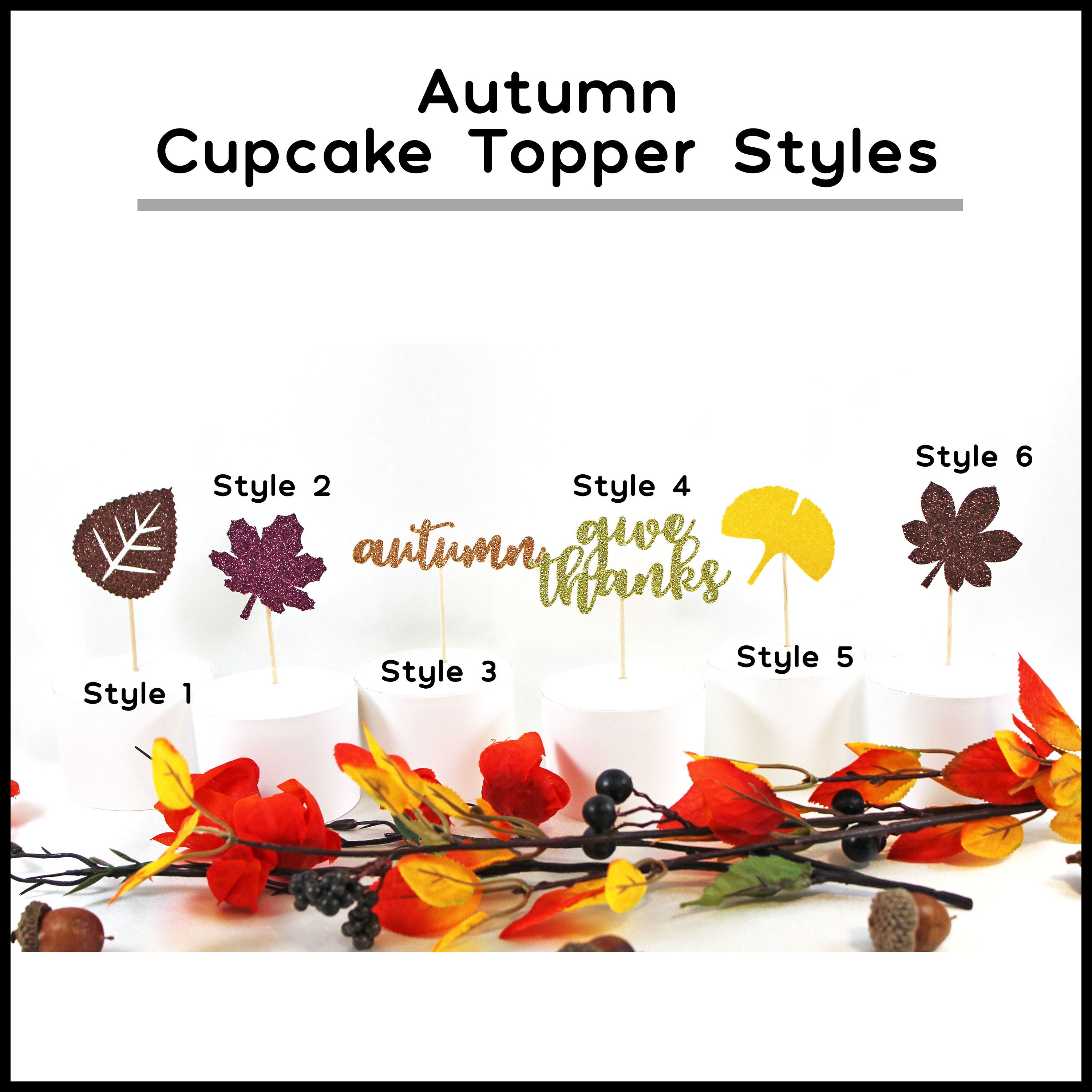 Leaves Cupcake Topper/fall Cupcake Topper/autumn Topper/give Etsy