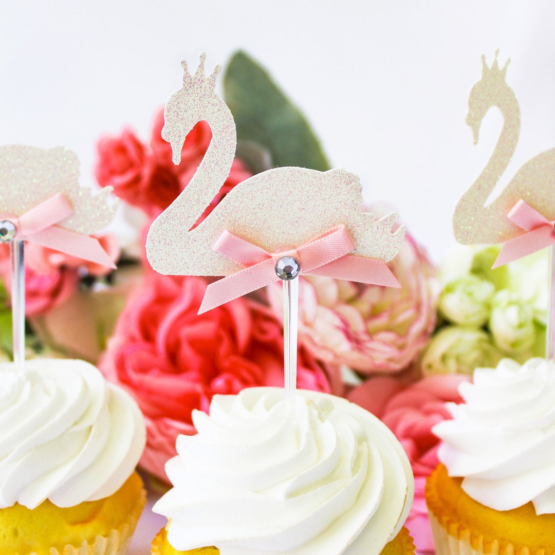 Swan Cupcake Toppers/swan Princess Cupcake Toppers/swan Baby Etsy