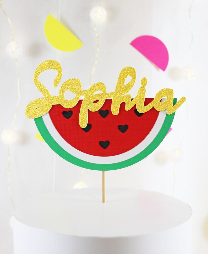 Customized Name Red Watermelon Cake Topper/one in a Melon Etsy