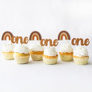 Boho Rainbow Cupcake Toppers/Boho Cupcake Toppers/Boho Rainbow ONE Cupcake Toppers/Boho 1st Birthday Party/Boho 1st Birthday Cupcake Toppers