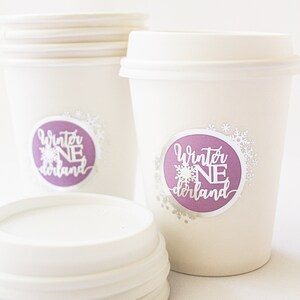 Winter ONEderland Cups/Winter ONEderland Hot Chocolate Bar/Snowflakes Cups/Winter Birthday Decorations Girl/Winter Birthday Party Cups