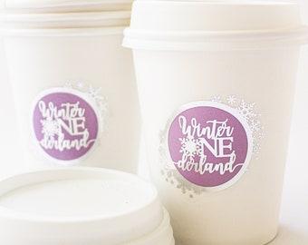Winter ONEderland Cups/Winter ONEderland Hot Chocolate Bar/Snowflakes Cups/Winter Birthday Decorations Girl/Winter Birthday Party Cups