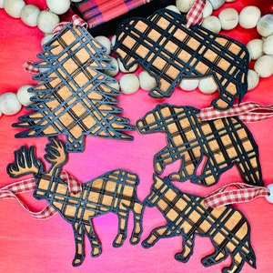 Wilderness Animals Plaid Ornament Bundle (Cut Files Only)