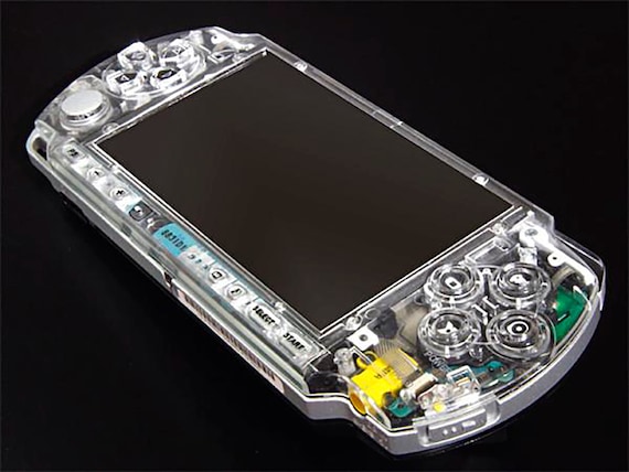 Psp 3000 3008 Shell Black Blue White Transparent Full