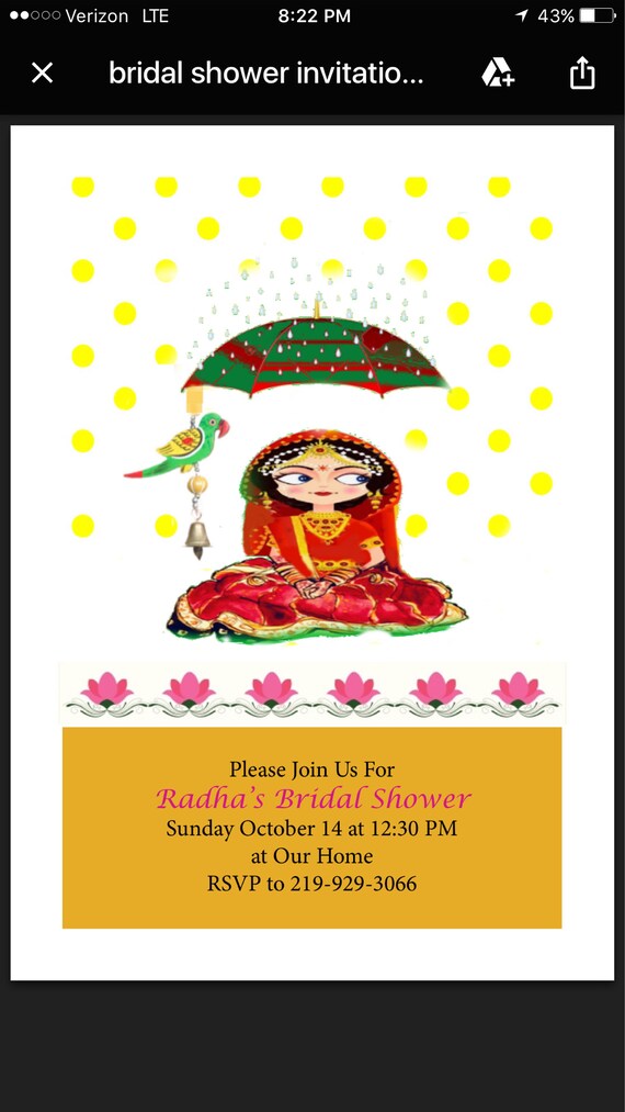 Bridal Shower Or Haldi Ceremony Invitation Etsy
