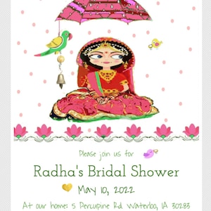 Indische Desi Brautdusche/Haldi Einladung