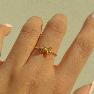 Dainty Butterfly Ring, Gold Butterfly Ring, Small Butterfly Ring, Stackable Ring, Dainty Gold Ring