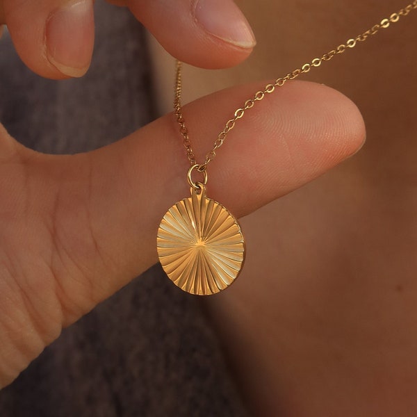 Gold Filled Sunburst Necklace | Sun Necklace | Gold Disc | Sunbeam | Water Safe | Minimalist | Statement Gold Necklace | Gift For Her