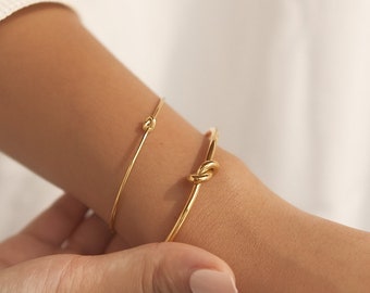 Love Knot Bracelet | Knot Bangle Bracelet | Dainty Gold Bangle Bracelet | Minimalist Cuff Bracelet | Stackable |Bridesmaid Gift|Tarnish Free