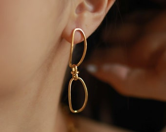 Oval Link Earrings| Link Chain Earrings| Dangle Link Earrings| Gold Dangle Earrings| Statement Earrings | Minimalist Earrings| Gift For Her