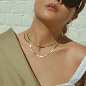 14k Gold Herringbone Snake Chain |Gold Chain Necklace | Gold Layering Snake Chain | Herringbone Necklace |Tarnish Free