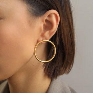 Circle Earrings, Gold Filled Hoop Earrings, Geometric Earrings, Statement Earrings, Round Earrings, Modern Earrings, Oversized Earrings