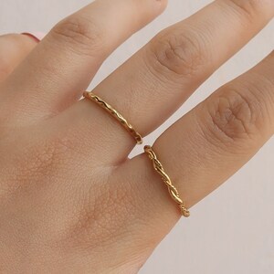 Thin Gold Stacking Ring set|Thumb Ring|Gold Dainty Ring Set| Simple Ring|Skinny Gold Twist Ring|Gold Rope Ring| Minimalist Ring|Tarnish Fee