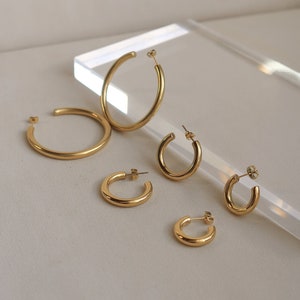 Tube Hoop Earrings | Gold Hoop Earrings | Small Medium Large | Gold Filled |  Lightweight | Water Safe | Everyday