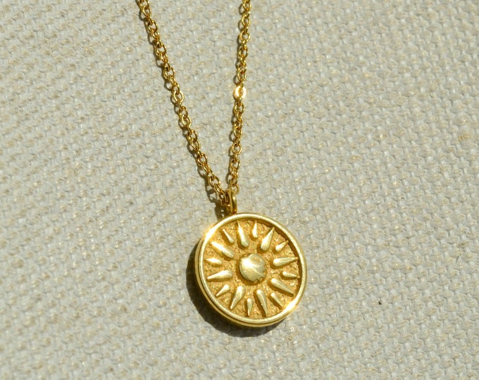 Sun Pendant Gold Sun Necklace Sunshine Necklace Celestial Jewelry ...