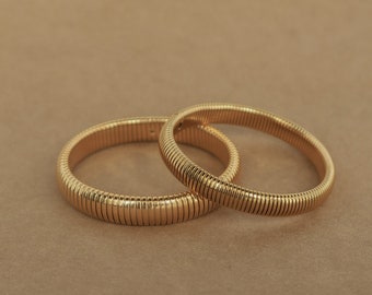 Tubogas Bracelet| Single Cobra Bracelet|Omega Gold Bracelet|Snake Chain Bangle Bracelet|Vintage Gold Bracelet|Stackable|Stretch Elastic Band