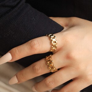 Chunky Gold Chain Ring | Link Chain Ring | Vintage Gold Ring | Panther Link Ring | Stackable Ring |Layering Ring|18K gold filed|Gift For Her