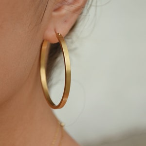 Wide gold hoop earrings,Flat Hoop earrings, thick gold hoops, 18k gold filled hoop,Dainty gold Hoops, vintage gold hoop earrings,Gold Hoops