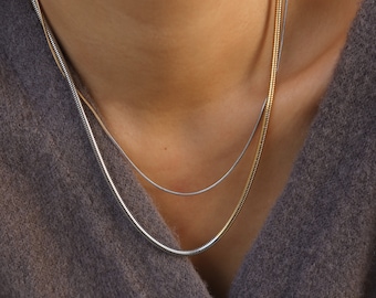 Two Tone Snake Chain | Half Gold Half Silver Chain | Gold and Silver Necklace | Mixed Metal Chain | Water Safe