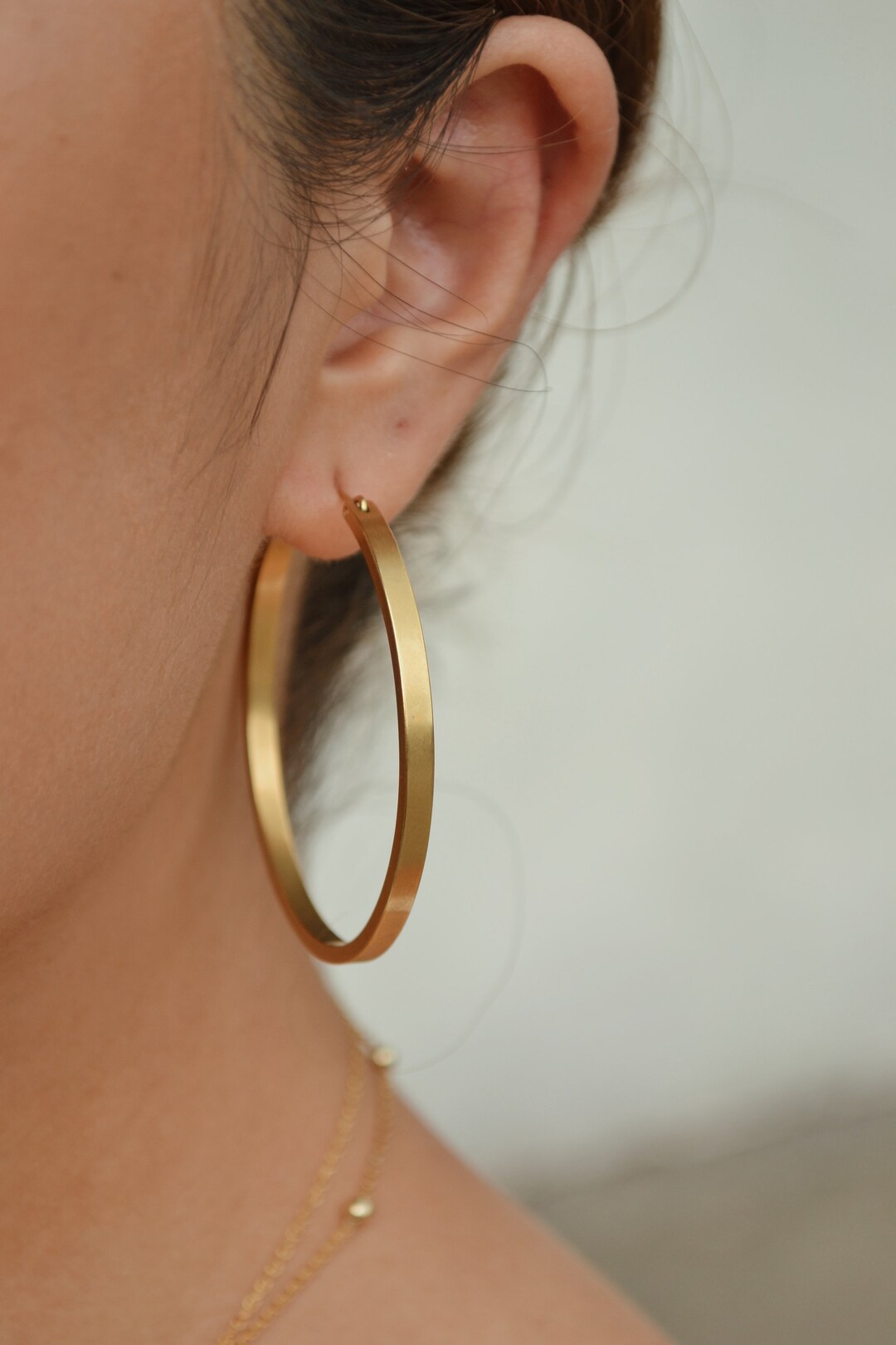 Simplicity Hoop Earrings - small round flat matte classic hoop