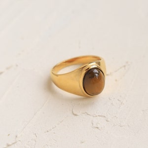 Gold Tiger Eye Ring|Tigers Eye Signet Ring|Gold Filled Ring|Tiger's Eye Gemstone Ring|Tiger Eye Jewelry|Vintage Gold Ring |Tarnish Free