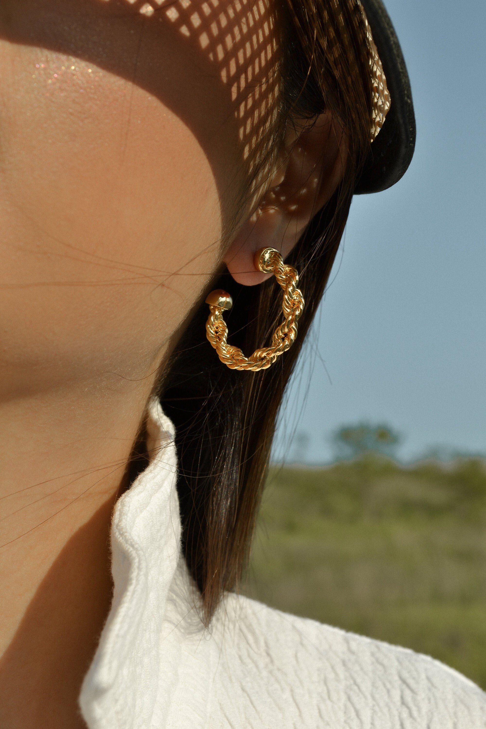 Gold Rope Chain Earrings Rope Chain Hoop Earrings Gold Etsy