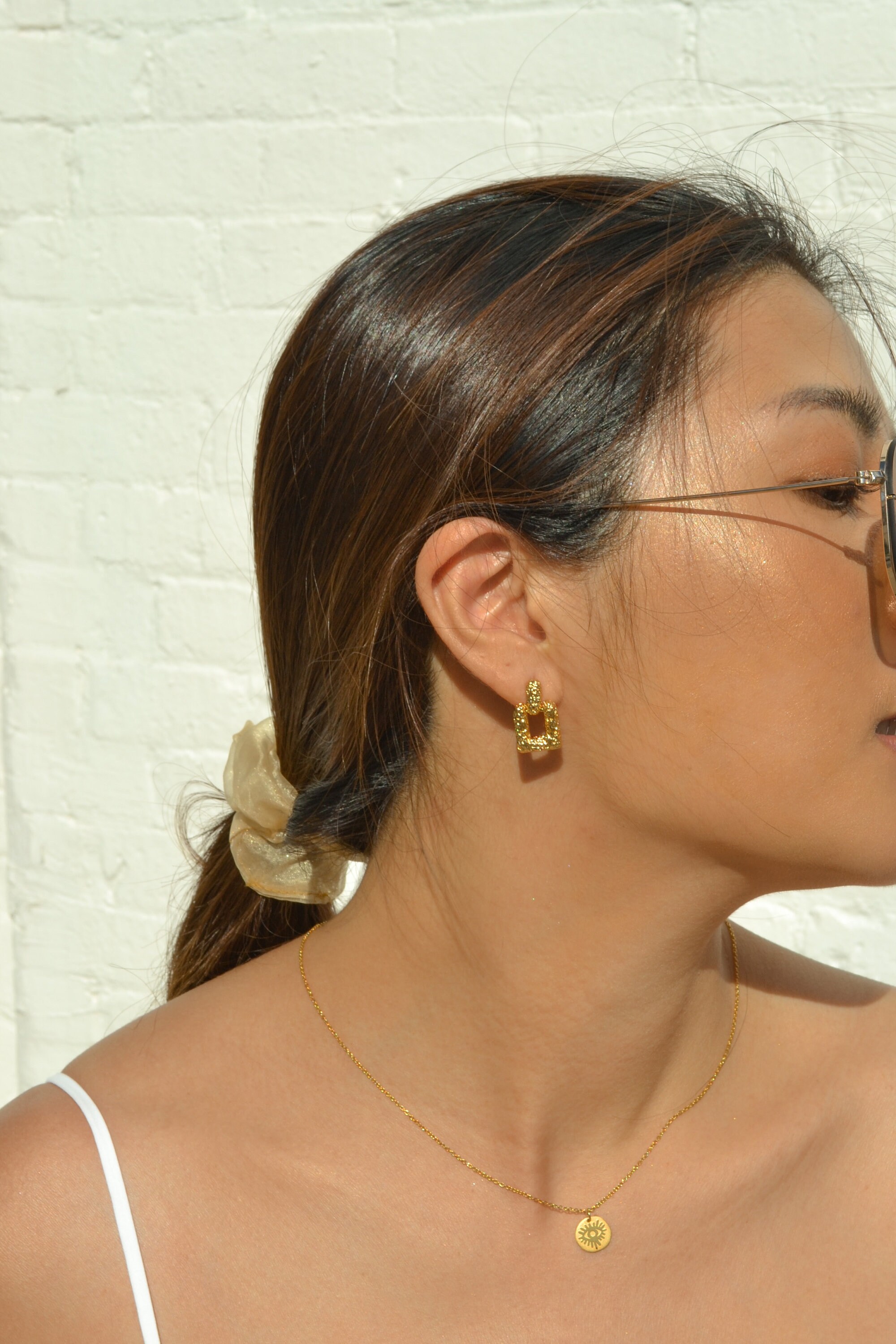 Square Gold Stud Earrings Square Gold Earrings Dainty Gold | Etsy
