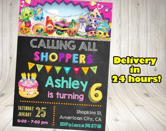 Shopkins Invitation, Shopkins Birthday Invitation, Shopkins Party Printables.Shopkins blackboard invitation. Shopkins chalkboard. Shopkins