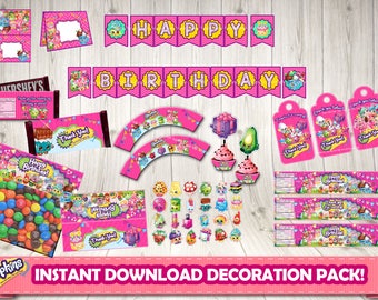 SHOPKINS PACKAGE - Shopkins birthday package.Shopkins birthday party.Shopkins printable decoration. Shopkins bundle.Shopkins party package