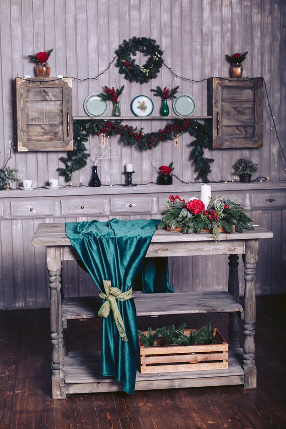 Hunter Green Velvet Table Runner Wedding Table Runner Table Etsy