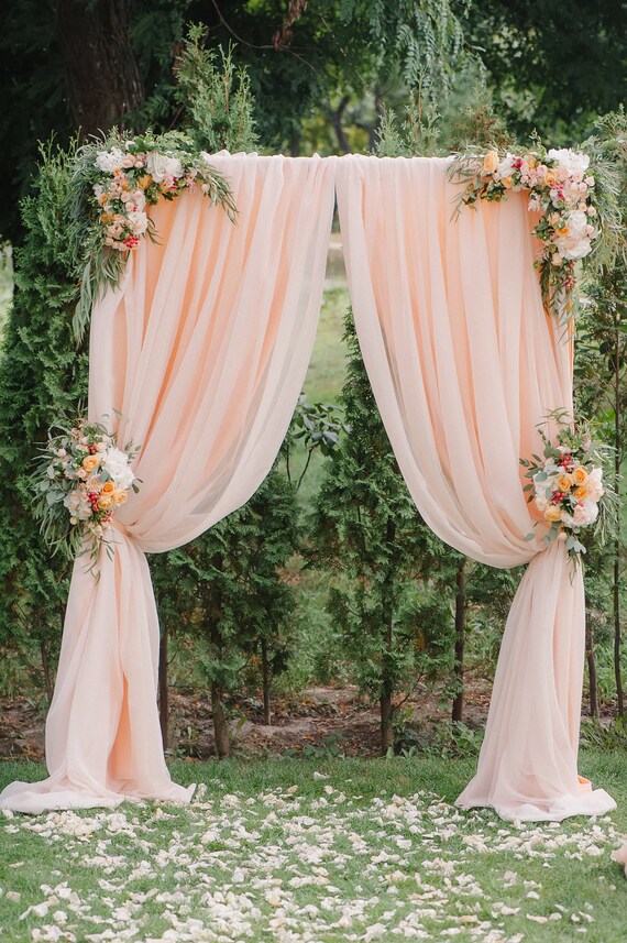 Peach Wedding Arch Chiffon Panels Canopy Draping Chuppah Etsy