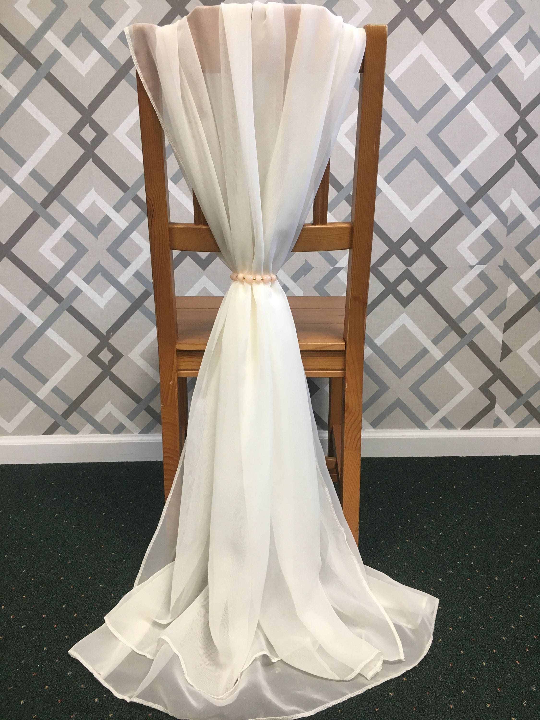 Light Grey Wedding Chair Chiffon Sash wedding table decor Etsy