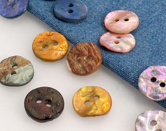 10 Pieces 11.5mm Water Droplets Round Natural Shell Button Shirt Sewing Accessories