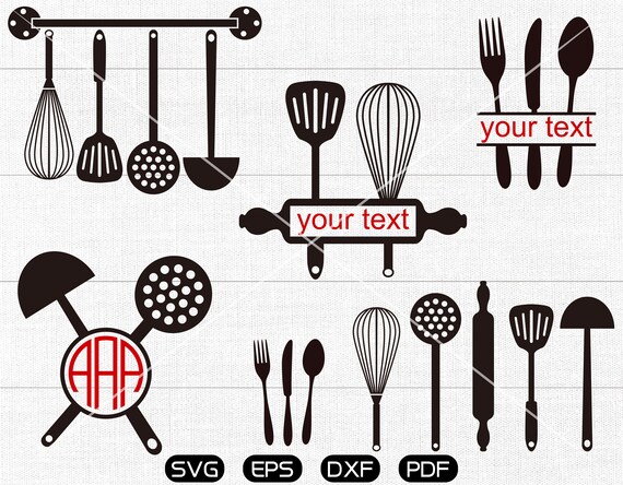 Download Kitchen Svg Split Kitchen Clipart Monogram Cricut Etsy