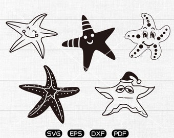 Starfish SVG File, cute Stars Clipart, cricut, cameo, silhouette cut files commercial & personal use