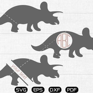 Triceratops dinosaur Svg, Triceratops Clipart, Monogram Frame cricut, cameo, silhouette cut files commercial & personal use