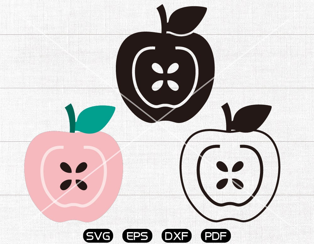 Apple Svg Half an Apple Clipart cricut cameo silhouette | Etsy