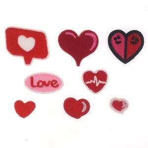 2 Pieces Cute Little Heart Embroidered Iron On Patch, Funny Heart Applique