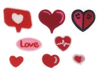 2 Pieces Cute Little Heart Embroidered Iron On Patch, Funny Heart Applique