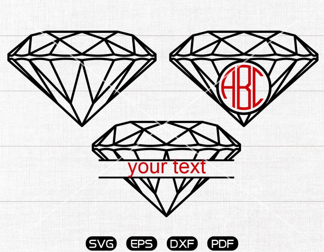 Word Diamond Svg Diamond Svg, Diamond Clipart, Monogram Frame Cricut, Cameo, Silhouette ...
