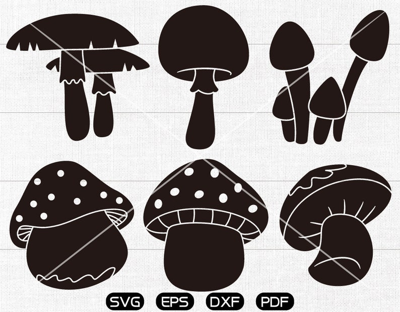 Mushroom Svg Fungus Svg Mushroom Clipart Cricut Silhouette Etsy