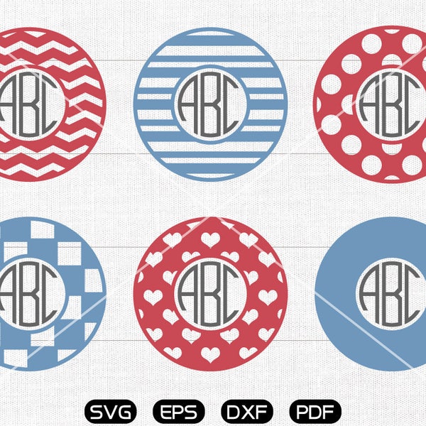 Circle SVG, Patterned Clipart, Monogram Frame cricut, silhouette cut files commercial use