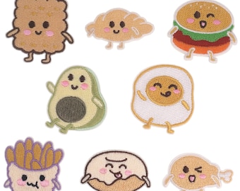 Cute Chenille Food Embroidered Self Adhesive Patch, Dessert Applique, Afternoon tea Patch, Cookie, Fries